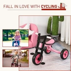 Qaba 3 Wheel Kids Tricycle Toddler Walking Trikes with Adjustable Seat for 3-6 Years old Boys & Girls Pink -Riding Toys, Scooters & Hoverboards shop unnamed file 6810