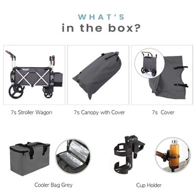 Keenz 7S Push Pull 2-Child Baby Collapsible Folding Wheeled Stroller Wagon with Protective Canopy Cover, Cupholder, and Cooler for Toddlers 3 Keenz 7S Push Pull 2-Child Baby Collapsible Folding Wheeled Stroller Wagon with Protective Canopy Cover, Cupholder, and Cooler for Toddlers - Image 3