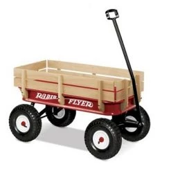 Radio Flyer Full Size All Terrain Classic Steel and Wood Pull Along Wagon, Red