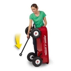 Radio Flyer 1800 Big Red Classic Style Extra Long Foldable Handle All Terrain Wheels Kids All Steel Body Pull Wagon