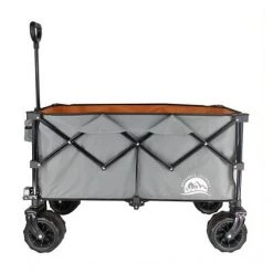 Maxwell Outdoors Nature's Journey Collapsible Folding Outdoor Utility Cart Camping Wagon with Large Storage Volume & More Silence Wheels, Grey/Orange
