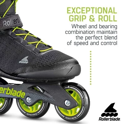 Rollerblade 079670001A1-7 Men's Adult Fitness Zetrablade Elite Performance Adjustable Secure Fit Inline Skates, Size 7, Black and Lime Green 3 Rollerblade 079670001A1-7 Men's Adult Fitness Zetrablade Elite Performance Adjustable Secure Fit Inline Skates, Size 7, Black and Lime Green - Image 3